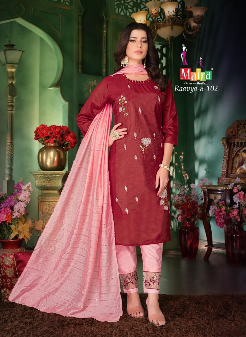 Mayra Raavya 8 Fancy Wear Kurti Pant With Dupatta Readymade  Collection
